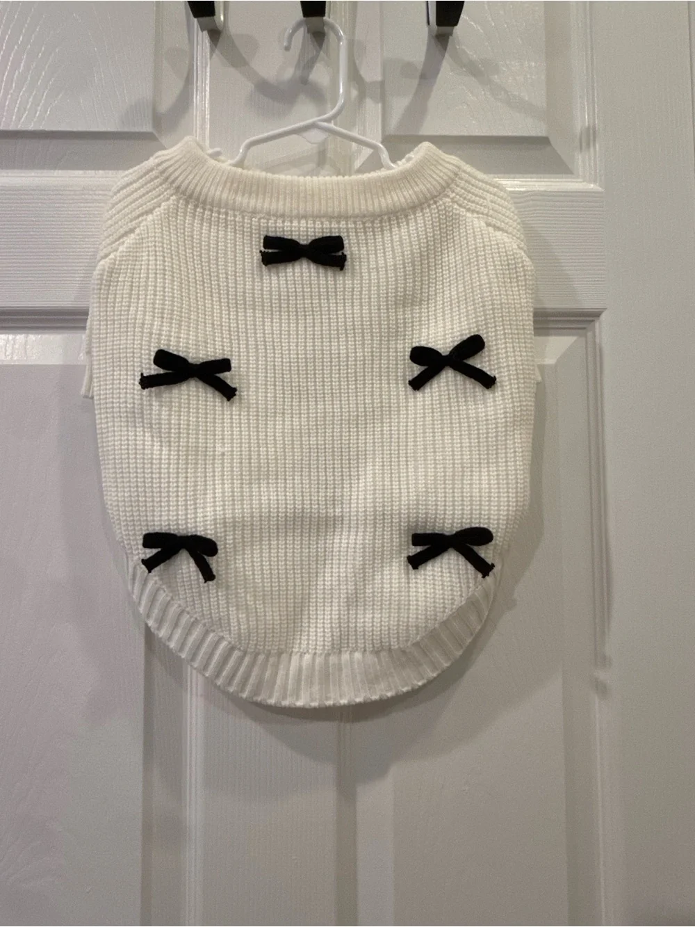 Dog Cream Knit Sweater with Black Bows - XL runs small